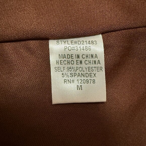 Crinkle Textured Brown Short Sleeve Dress Pockets Lined by Entro Size Women's M - Picture 8 of 8